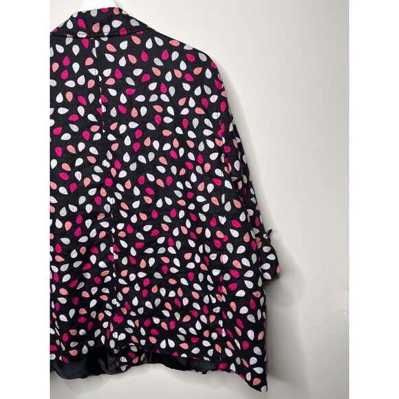 Kim Rogers Linen Blend Jacket Size 3X Black Pink Leaf Print - Picture 12 of 13